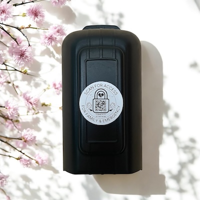 Secret QR code sticker on a key-safe